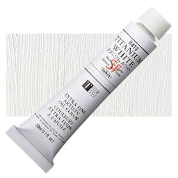 Holbein Artists' Oil Color - Titanium White, 50 ml tube and swatch