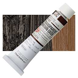 Holbein Artists' Oil Color - Transparent Brown Oxide, 20 ml tube and swatch