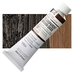 Holbein Artists' Oil Color - Transparent Brown Oxide, 40 ml tube and swatch