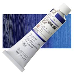 Holbein Artists' Oil Color - Ultramarine Light, 40 ml tube and swatch