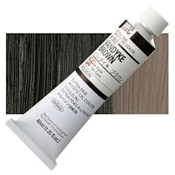 Holbein Artists' Oil Color - Vandyke Brown, 40 ml tube and swatch