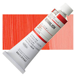 Holbein Artists' Oil Color - Vermilion, 40 ml tube and swatch