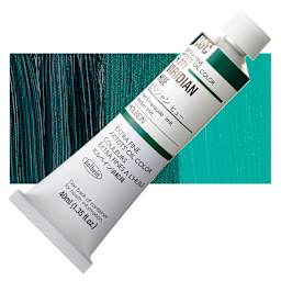 Holbein Artists' Oil Color - Viridian Hue, 40 ml tube and swatch
