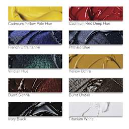 Winsor & Newton Winton Oil Paint - Set of 10, Assorted Colors, 21 ml, Tubes, swatches