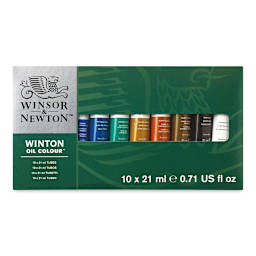 Winsor & Newton Winton Oil Paint - Set of 10, Assorted Colors, 21 ml, Tubes (Front of packaging)