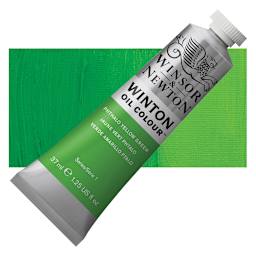 Winsor & Newton Winton Oil Color - Phthalo Yellow Green, 37 ml tube and swatch