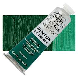 Winsor & Newton Winton Oil Color - Viridian Hue (Blue Shade), 37 ml tube and swatch