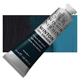 Winsor & Newton Winton Oil Color - Phthalo Deep Green, 37 ml, Tube and swatch