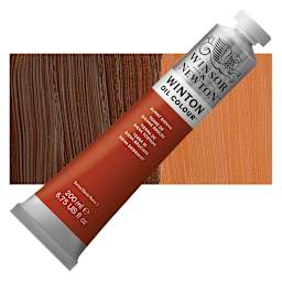 Winsor & Newton Winton Oil Color - Burnt Sienna, 200 ml tube and swatch
