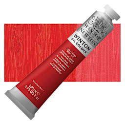 Winsor & Newton Winton Oil Color - Cadmium Red Deep Hue, 200 ml tube and swatch