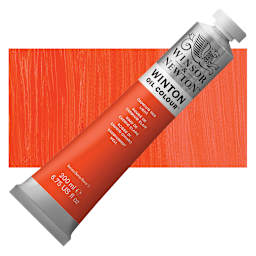 Winsor & Newton Winton Oil Color - Cadmium Red Light, 200 ml tube and swatch