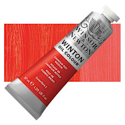 Winsor & Newton Winton Oil Color - Cadmium Red Medium, 37 ml tube and swatch