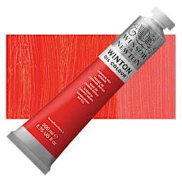 Winsor & Newton Winton Oil Color - Cadmium Red Medium, 200 ml tube and swatch