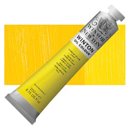 Winsor & Newton Winton Oil Color - Cadmium Yellow Light, 200 ml tube and swatch