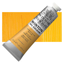 Winsor & Newton Winton Oil Color - Cadmium Yellow Medium, 37 ml tube and swatch