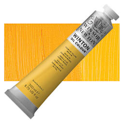 Winsor & Newton Winton Oil Color - Cadmium Yellow Medium, 200 ml tube and swatch