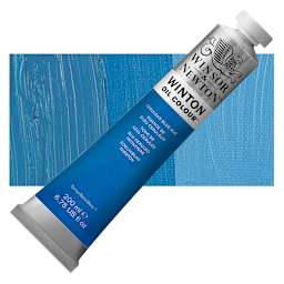 Winsor & Newton Winton Oil Color - Cerulean Blue Hue, 200 ml tube and swatch