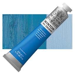 Winsor & Newton Winton Oil Color - Cerulean Blue, 200 ml tube and swatch