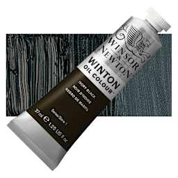 Winsor & Newton Winton Oil Color - Ivory Black, 37 ml tube and swatch