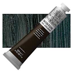 Winsor & Newton Winton Oil Color - Lamp Black, 200 ml tube and swatch