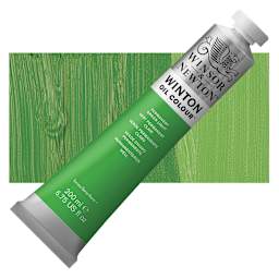 Winsor & Newton Winton Oil Color - Permanent Green Light, 200 ml tube and swatch