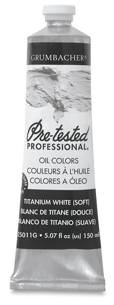 Grumbacher Pre-Tested Artists' Oil Paints - Upright tube of Titanium White