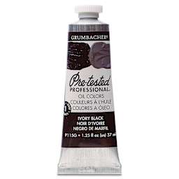 Grumbacher Pre-Tested Artists' Oil Color - Ivory Black, 1.25 oz tube