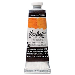 Grumbacher Pre-Tested Artists' Oil Color - Cadmium Yellow Deep, 1.25 oz tube
