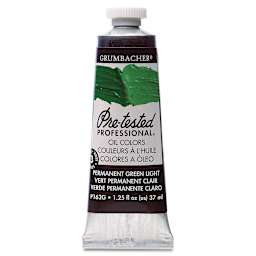 Grumbacher Pre-Tested Artists' Oil Color - Permanent Green Light, 1.25 oz tube