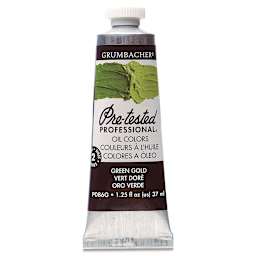 Grumbacher Pre-Tested Artists' Oil Color - Green Gold Hue, 1.25 oz tube