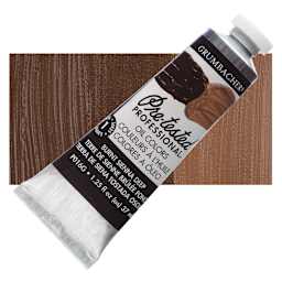 Grumbacher Pre-Tested Artists' Oil Color - Burnt Sienna Deep, 1.25 oz tube and swatch