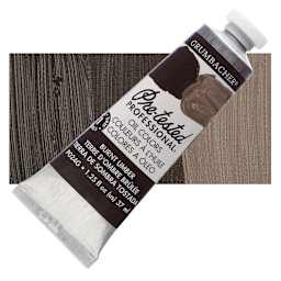 Grumbacher Pre-Tested Artists' Oil Color - Burnt Umber, 1.25 oz tube and swatch