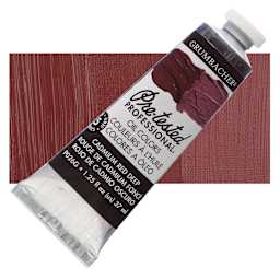Grumbacher Pre-Tested Artists' Oil Color - Cadmium Red Deep, 1.25 oz tube and swatch