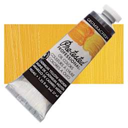 Grumbacher Pre-Tested Artists' Oil Color - Cadmium Yellow Medium, 1.25 oz tube and swatch