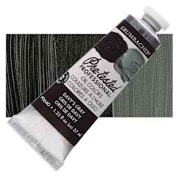 Grumbacher Pre-Tested Artists' Oil Color - Davy's Gray, 1.25 oz tube and swatch