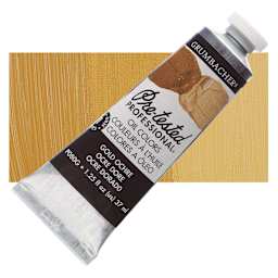 Grumbacher Pre-Tested Artists' Oil Color - Gold Ochre, 1.25 oz tube and swatch