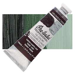Grumbacher Pre-Tested Artists' Oil Color - Green Earth Hue (Terre Verte), 1.25 oz tube and swatch
