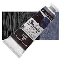 Grumbacher Pre-Tested Artists' Oil Color - Indigo Blue, 1.25 oz tube and swatch
