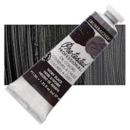 Grumbacher Pre-Tested Artists' Oil Color - Ivory Black, 1.25 oz tube and swatch