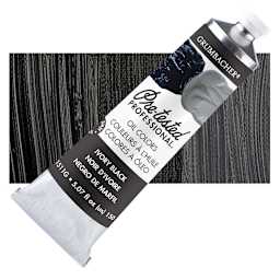Grumbacher Pre-Tested Artists' Oil Color - Ivory Black, 5 oz tube and swatch