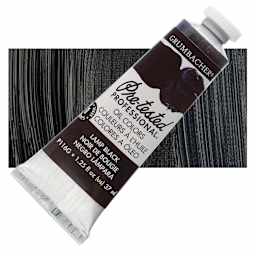 Grumbacher Pre-Tested Artists' Oil Color - Lamp Black, 1.25 oz tube and swatch