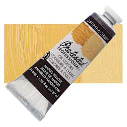 Grumbacher Pre-Tested Artists' Oil Color - Naples Yellow Hue, 1.25 oz tube and swatch