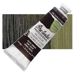 Grumbacher Pre-Tested Artists' Oil Color - Olive Green, 1.25 oz tube and swatch