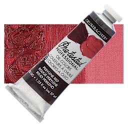Grumbacher Pre-Tested Artists' Oil Color - Perylene Red, 1.25 oz tube and swatch