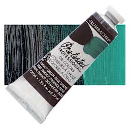 Grumbacher Pre-Tested Artists' Oil Color - Thalo Green (Blue Shade), 1.25 oz tube and swatch