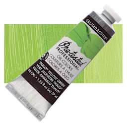 Grumbacher Pre-Tested Artists' Oil Color - Thalo Yellow Green, 1.25 oz tube and swatch