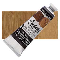Grumbacher Pre-Tested Artists' Oil Color - Raw Sienna, 1.25 oz tube and swatch