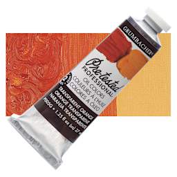 Grumbacher Pre-Tested Artists' Oil Color - Transparent Orange, 1.25 oz tube and swatch