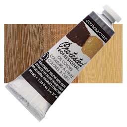 Grumbacher Pre-Tested Artists' Oil Color - Transparent Yellow Oxide, 1.25 oz tube and swatch