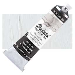 Grumbacher Pre-Tested Artists' Oil Color - Zinc White, 5 oz tube and swatch